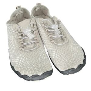 Barefoot Water Shoes 42 Unisex Aqua Socks Slip On Adjustable Bungee Cord Gray